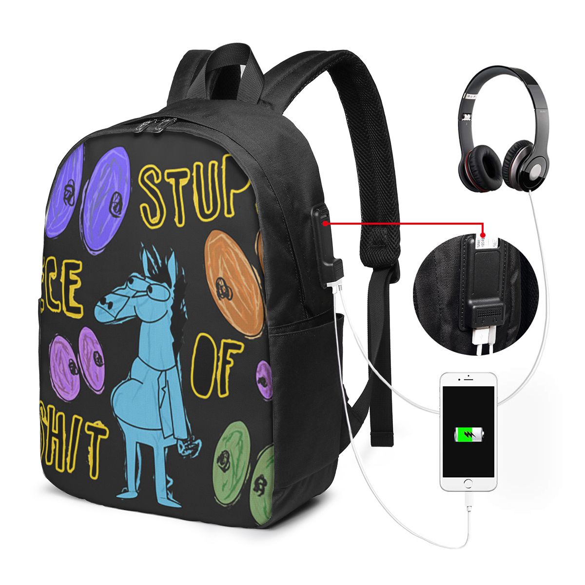 Travel Bags - Zaino Cartoon Bojack Horseman Stupid Piece